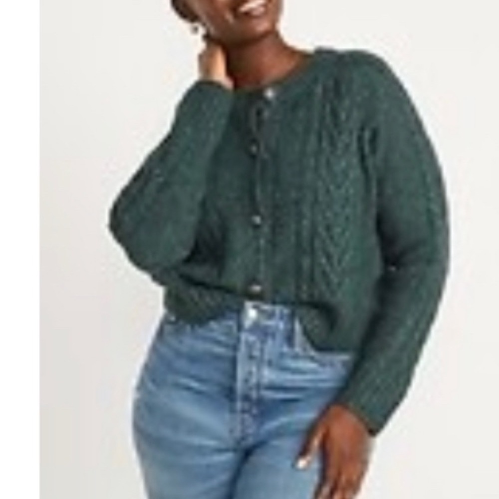 Cropped cable-knit cardigan sweater by Old Navy.  Size 2X